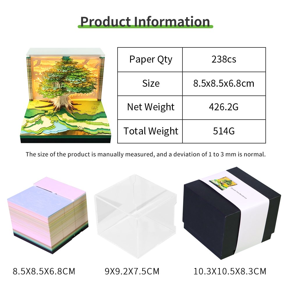 Unique Gifts Idea Artistic Memo Pads & Calendars Pre Laser Cut Magic Tree 3D Notes Block Cube Calendar 2025 For New Year Gift
