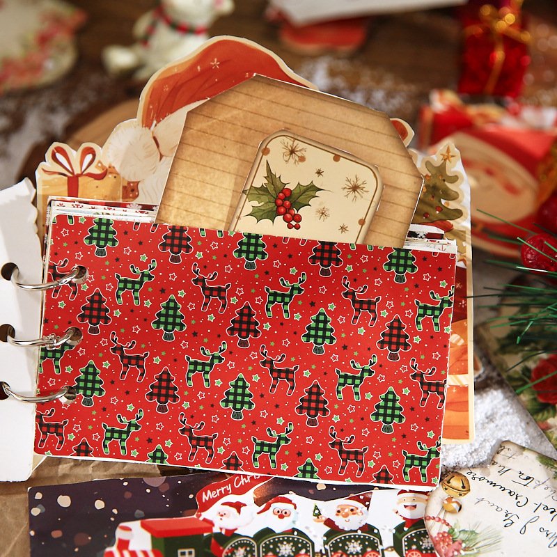 8 Pieces/Pack Vintage Christmas Material Paper Merry Christmas Series Christmas Theme DIY Crafting Material Paper Material Book