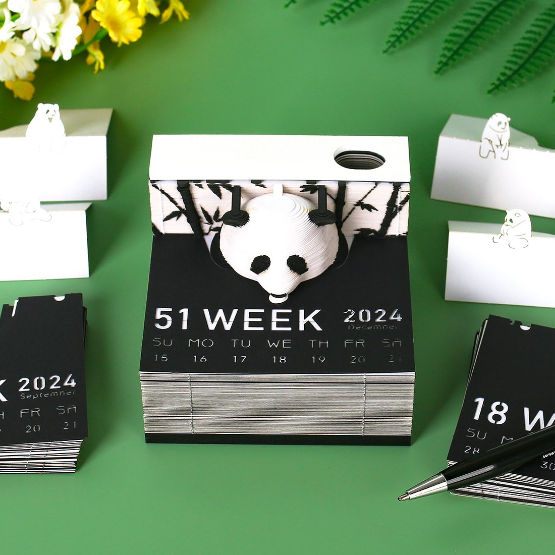 Sweetmade Factory Direct Creative Paper Crafts 155 Sheets Panda New Product Ideas 2025 OEM ODM 3D Memo Pad Weekly Calendar