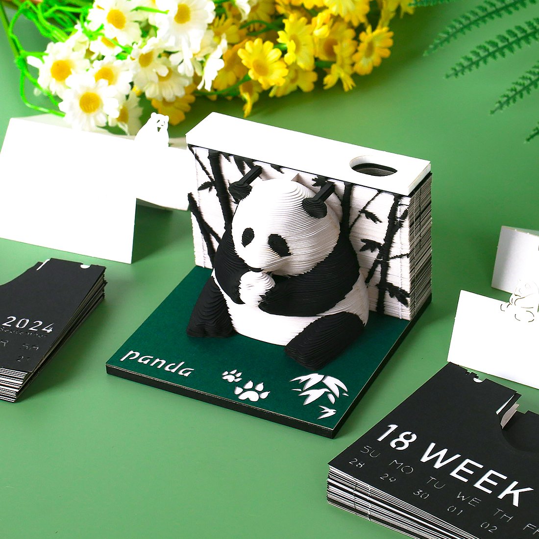 Sweetmade Factory Direct Creative Paper Crafts 155 Sheets Panda New Product Ideas 2025 OEM ODM 3D Memo Pad Weekly Calendar