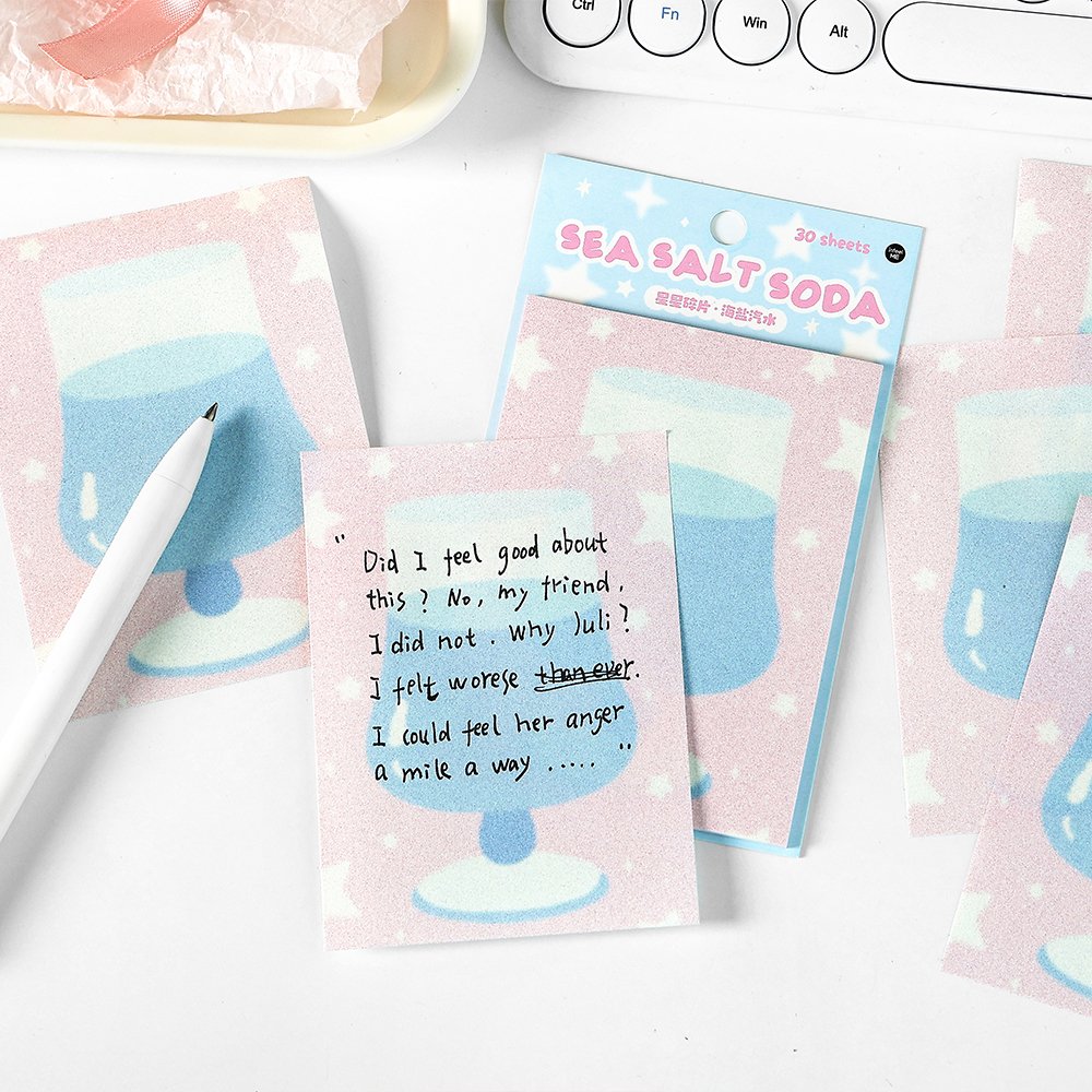 STICKERS PUNK 30 Sheets Cute Pudding Apple Sticky Notes Cute Patterns Korean Style Memo Pad For School Office Home Use 05859