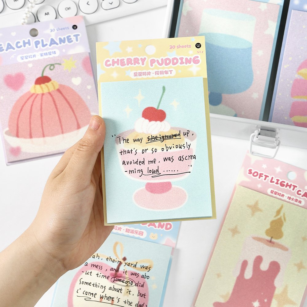 STICKERS PUNK 30 Sheets Cute Pudding Apple Sticky Notes Cute Patterns Korean Style Memo Pad For School Office Home Use 05859