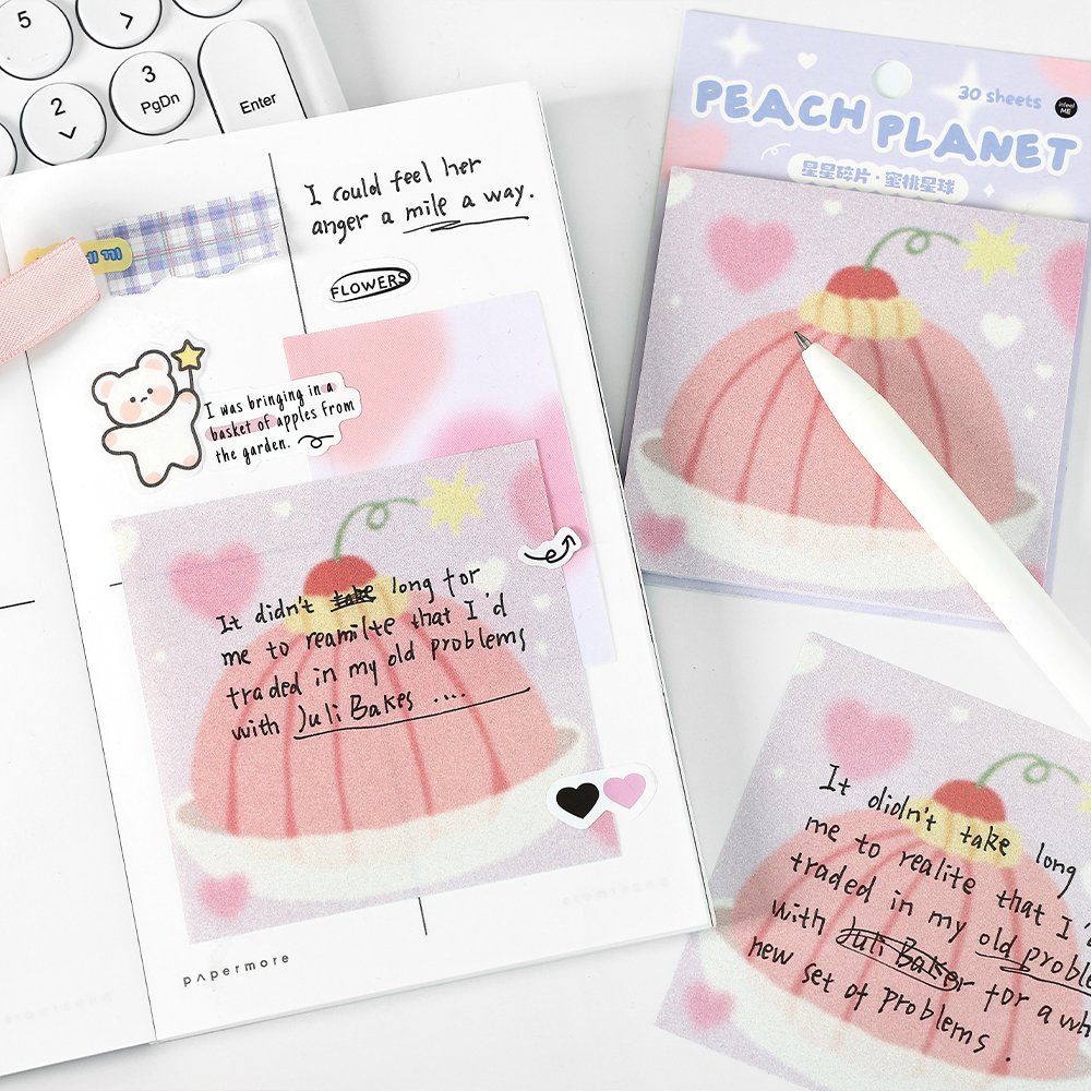 STICKERS PUNK 30 Sheets Cute Pudding Apple Sticky Notes Cute Patterns Korean Style Memo Pad For School Office Home Use 05859