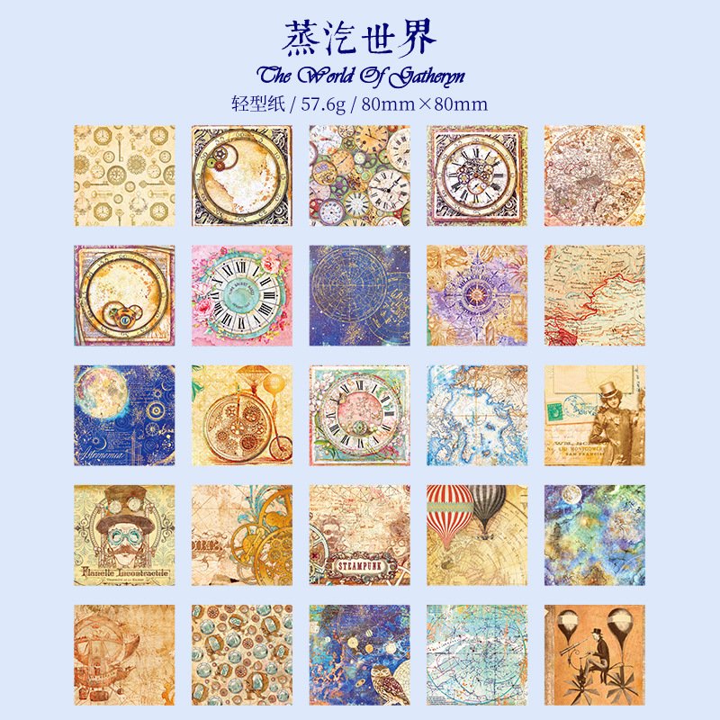 100sheets/pack Boxed Retro Material Paper Anna's Dream Series Retro Collage Retro Manuscript Notebook DIY Pack 6 Models