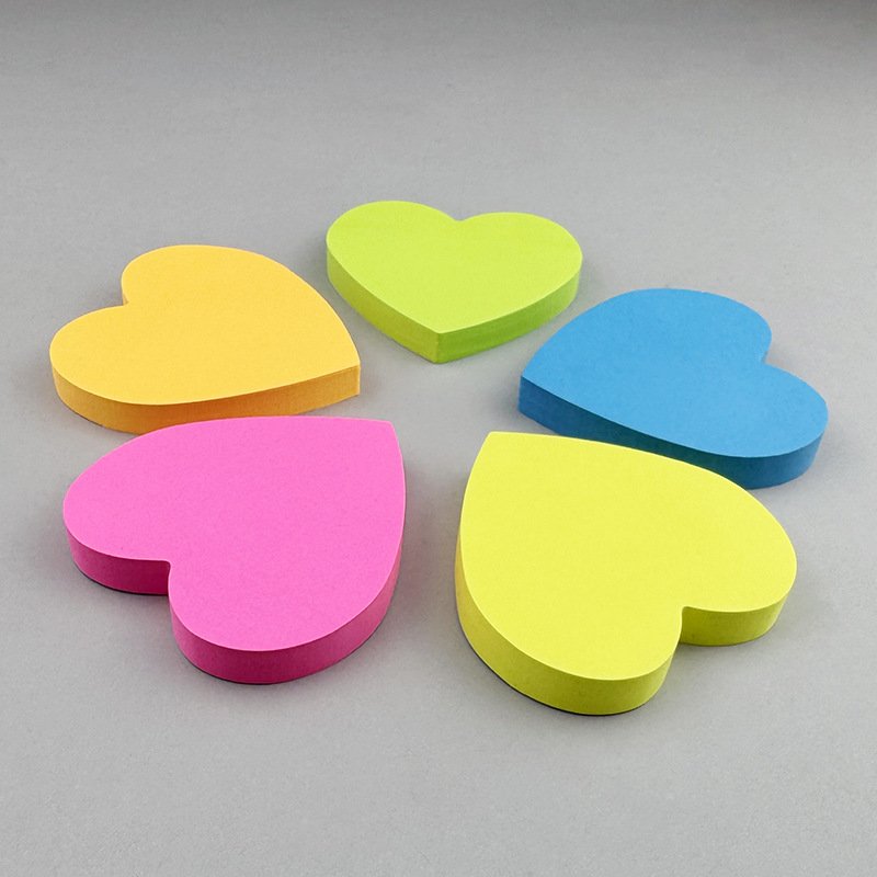 Heart-Shaped Self-Adhesive Note Paper Colorful Love Rainbow Stickers School Memo Pads Wholesale N Times Sticky