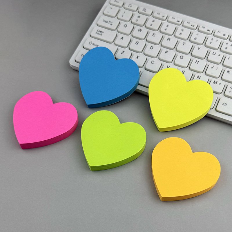 Heart-Shaped Self-Adhesive Note Paper Colorful Love Rainbow Stickers School Memo Pads Wholesale N Times Sticky