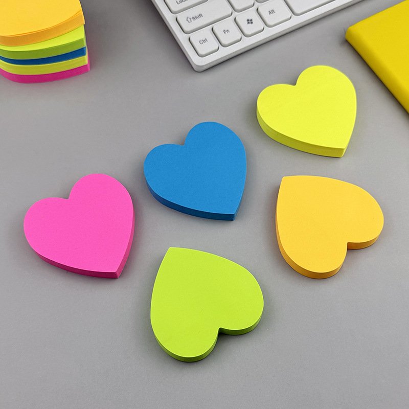 Heart-Shaped Self-Adhesive Note Paper Colorful Love Rainbow Stickers School Memo Pads Wholesale N Times Sticky