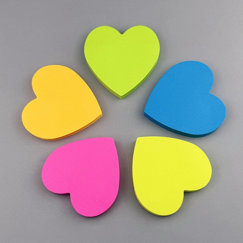 Heart-Shaped Self-Adhesive Note Paper Colorful Love Rainbow Stickers School Memo Pads Wholesale N Times Sticky