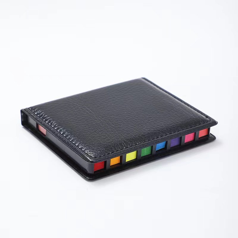 Customized Note Pad Paper Stickers index Rectangular Desktop Sticky Note Set Leather Box Memo Pad With Custom Logo