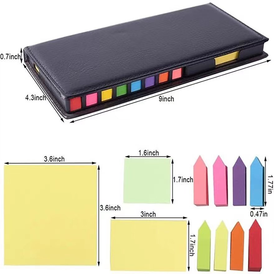 Customized Note Pad Paper Stickers index Rectangular Desktop Sticky Note Set Leather Box Memo Pad With Custom Logo