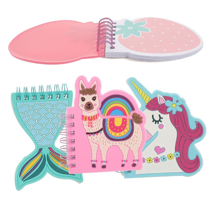 Cute Mini Spiral Notebook Memo Pad Notepad Mermaid Tail/Strawberry/Llama/Unicorn