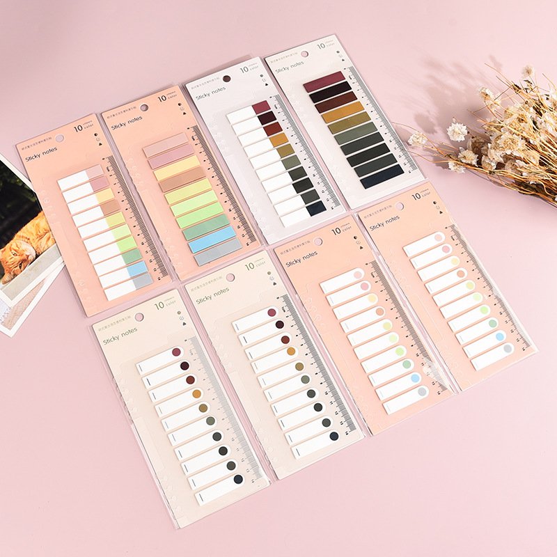 Custom-Made PET Loose-Leaf Index Stickers Morandi & Wind Color Solid Sticky Notes Self-Adhesive for Students