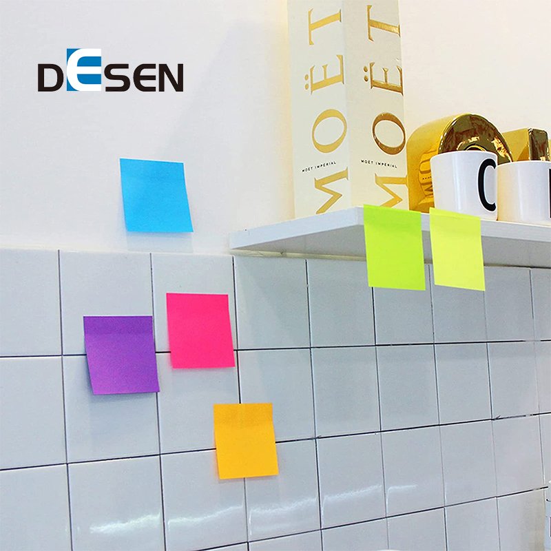 DESEN 3x3 Inches 100 Sheets/Pad 12 Pads/Pack Bright Colors Self-Stick Pads Novelty Stationery Sticky Notes