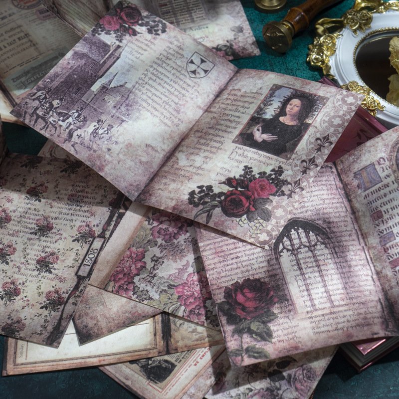 30pieces/pack Vintage Material Paper Moore Manor Garden Series Artistic Flower DIY Journal Decoration 6 Models