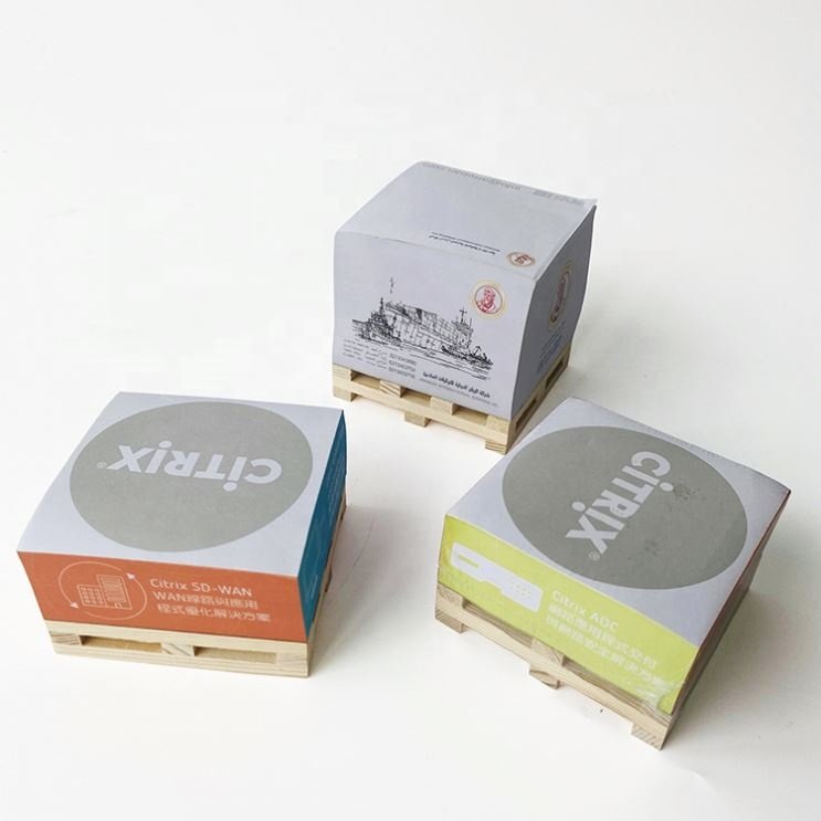 Custom Printing Logo Memo Pad Notepad Cube With Wood Pallet