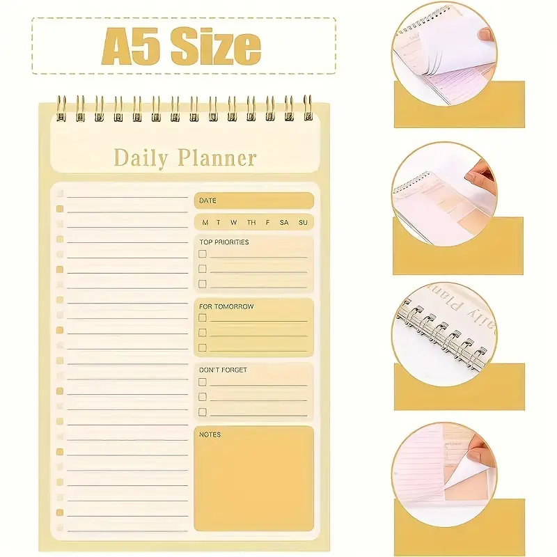 Daily Notebook 30 Sheets Academic Plan to-Do List Notebook Work Plan, School Supplies, Books Aesthetic School Supplies