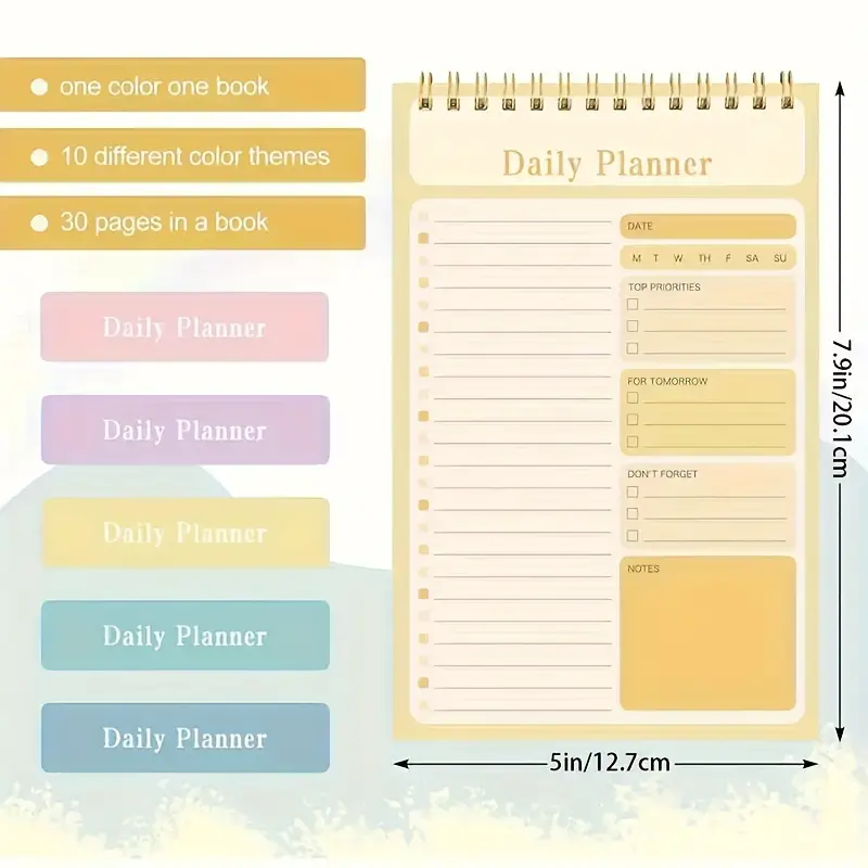 Daily Notebook 30 Sheets Academic Plan to-Do List Notebook Work Plan, School Supplies, Books Aesthetic School Supplies