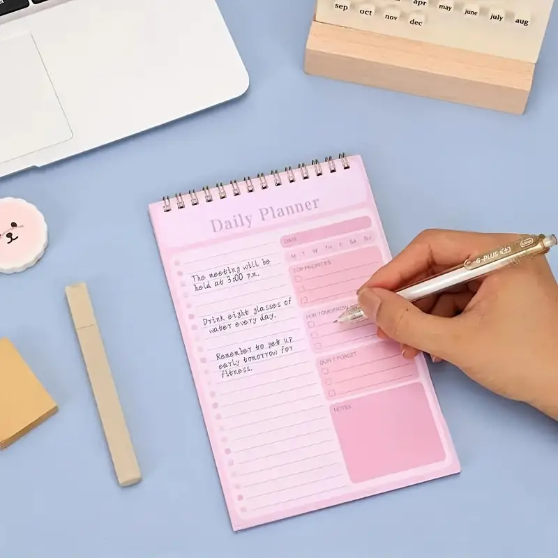 Daily Notebook 30 Sheets Academic Plan to-Do List Notebook Work Plan, School Supplies, Books Aesthetic School Supplies