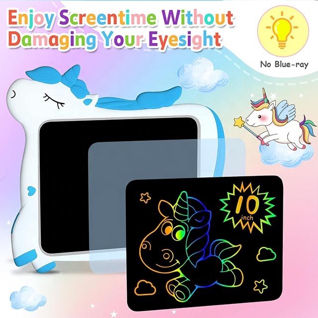 Unicorn Toy 10 Inch LCD Writing Tablet Kids Doodle Draw Board Birthday Christmas Gifts for 3 4 5 6 7 8 Year Old Girls Boys