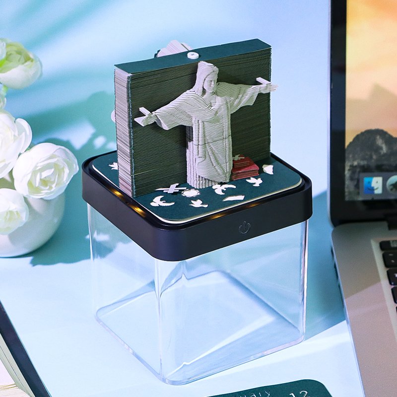 Custom Promotional Logo Company Corporate 3d Notepad Office Calendar 2025 Giveaway Gift Set Business Gift Set Memo Pad With Box
