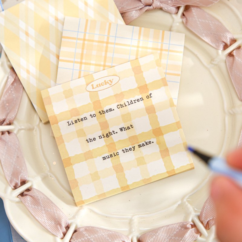 Wholesale Very Simple Plaid Sticky Notes Memo Pad Self-adhesive Note N Times Student Stationery Custom Sticky Note With Logo