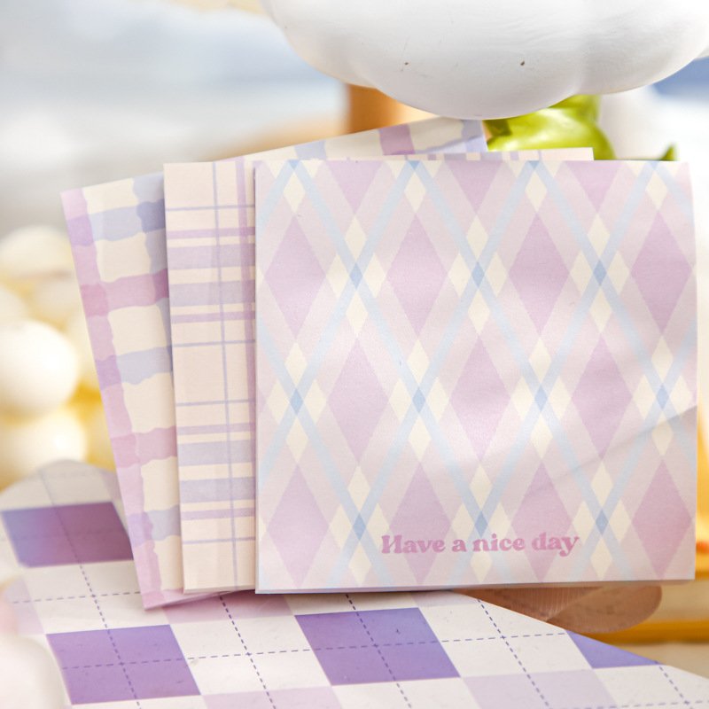 Wholesale Very Simple Plaid Sticky Notes Memo Pad Self-adhesive Note N Times Student Stationery Custom Sticky Note With Logo