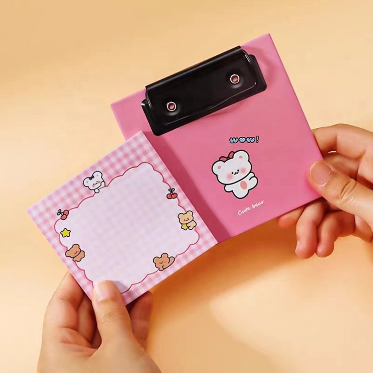 New Trending Mini Cartoon Board Clip Notepad Waterproof Promotional Memo Pad Hardware Message Paper Clipboard