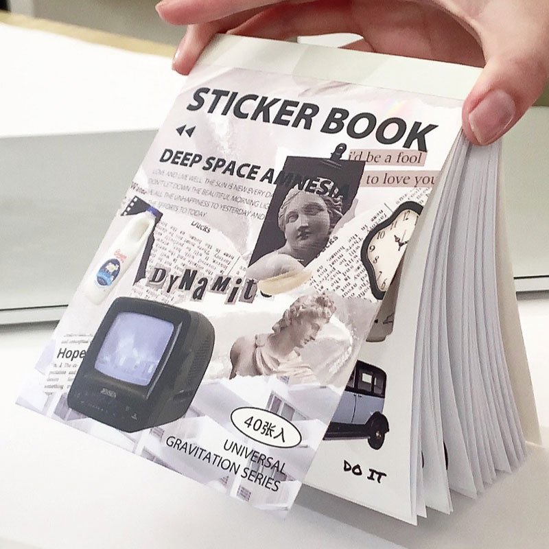 Vintage Waterproof Luggage Sticker Stationery Sticker Memo Pads Cartoon Sticker Book 40 Sheets