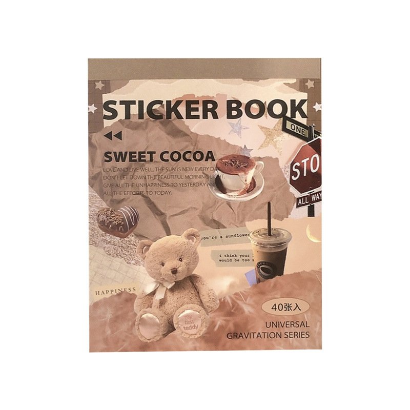 Vintage Waterproof Luggage Sticker Stationery Sticker Memo Pads Cartoon Sticker Book 40 Sheets