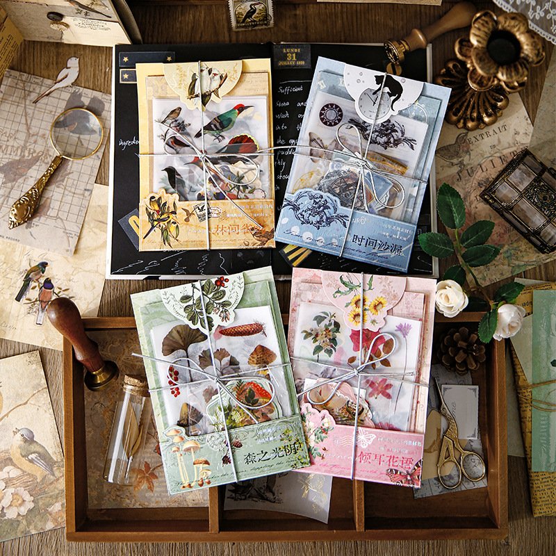 30pcs/pack Material Pack Retrospective Years Series Retro Literature Handbook DIY Material Decorative Bottoming