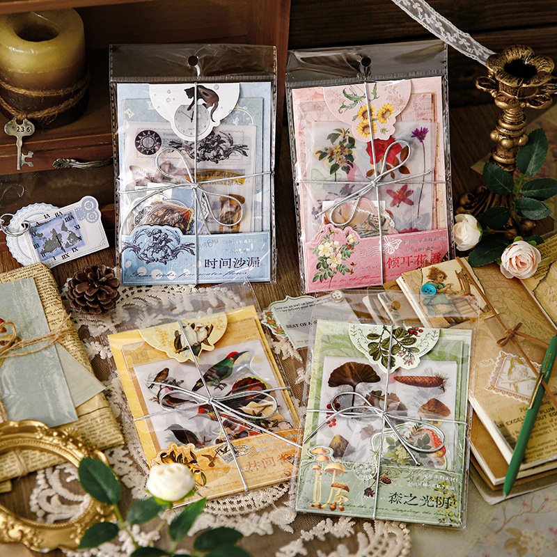 30pcs/pack Material Pack Retrospective Years Series Retro Literature Handbook DIY Material Decorative Bottoming