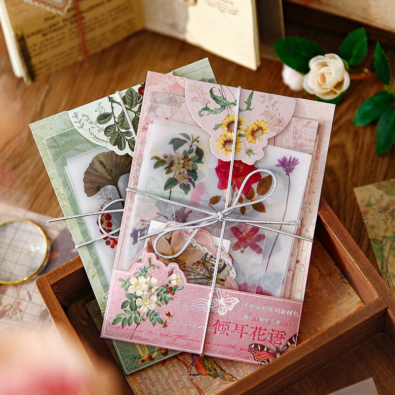 30pcs/pack Material Pack Retrospective Years Series Retro Literature Handbook DIY Material Decorative Bottoming