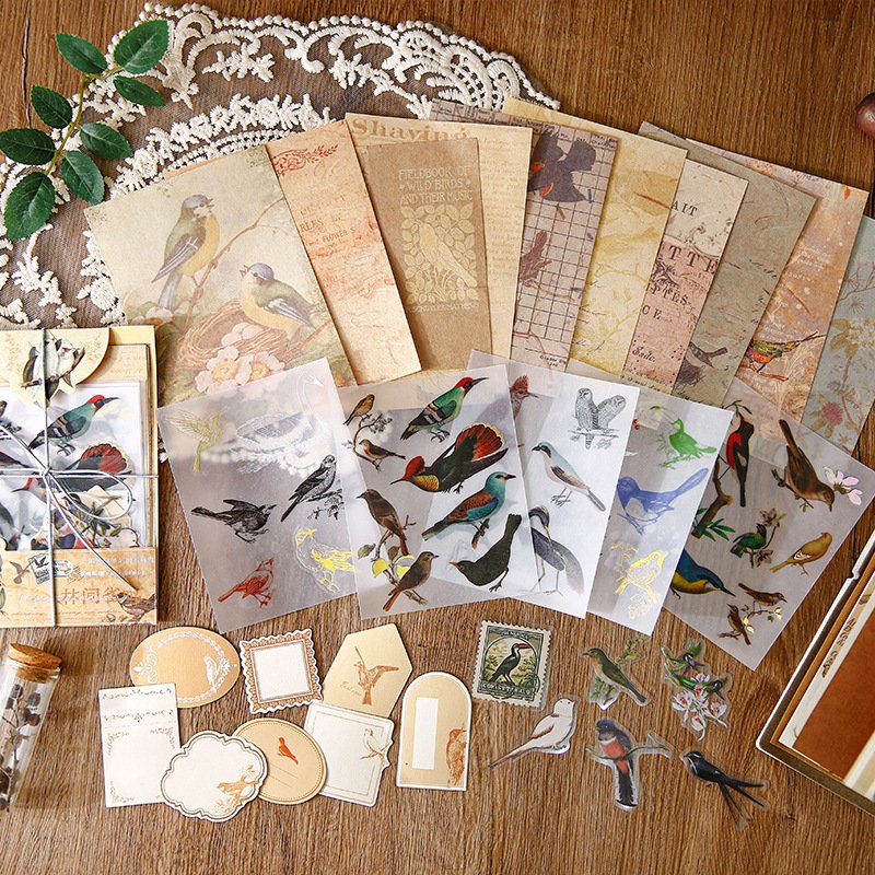 30pcs/pack Material Pack Retrospective Years Series Retro Literature Handbook DIY Material Decorative Bottoming
