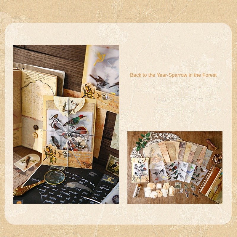 30pcs/pack Material Pack Retrospective Years Series Retro Literature Handbook DIY Material Decorative Bottoming