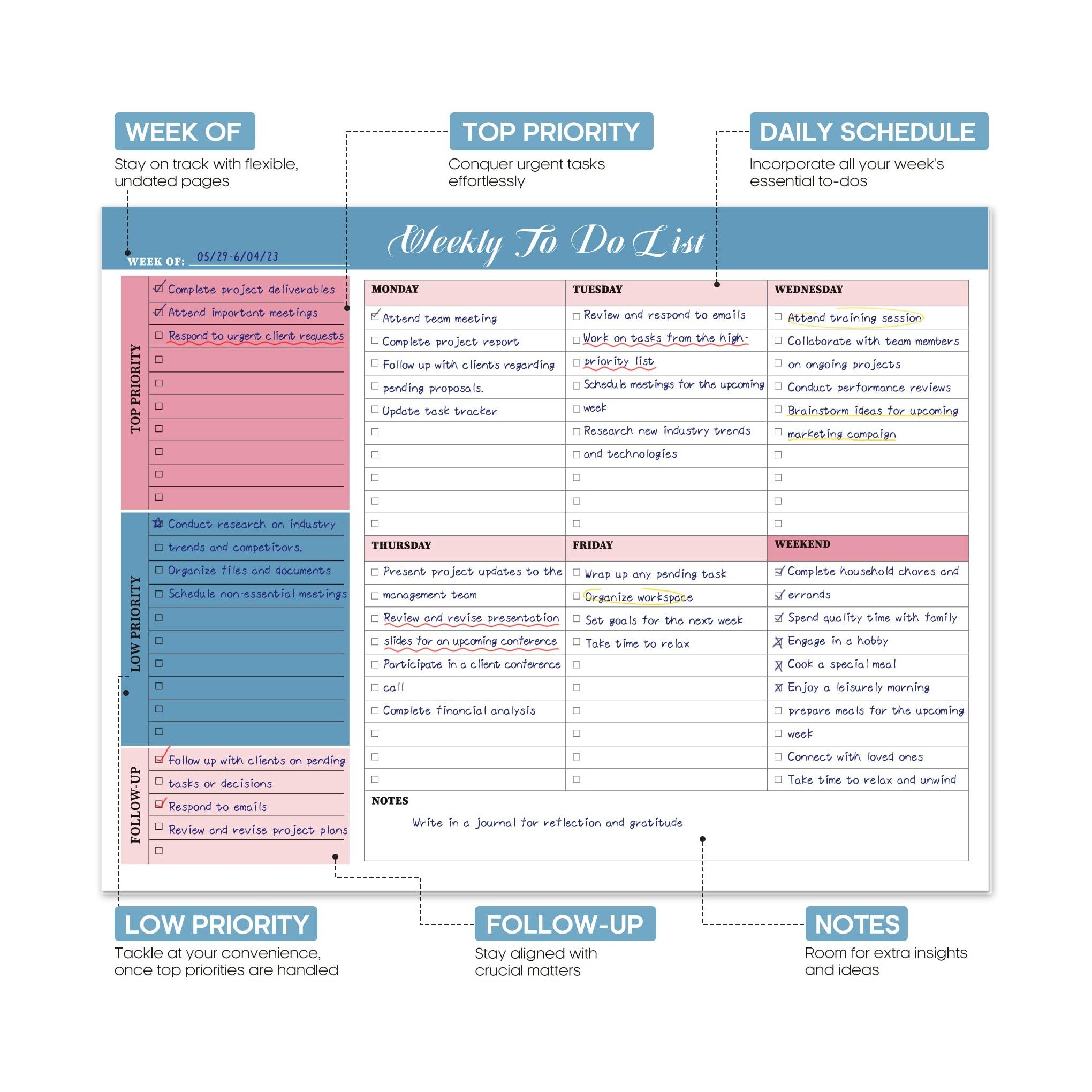 Weekly Planner Customize Daily Study To Do List Grocery Shopping Checklist Notepads Weekly Planner Notepad Grocery List Notepad