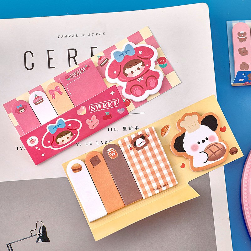 ins cartoon cute pet combination notes, student creative index sticker high-value message N times sticky note book