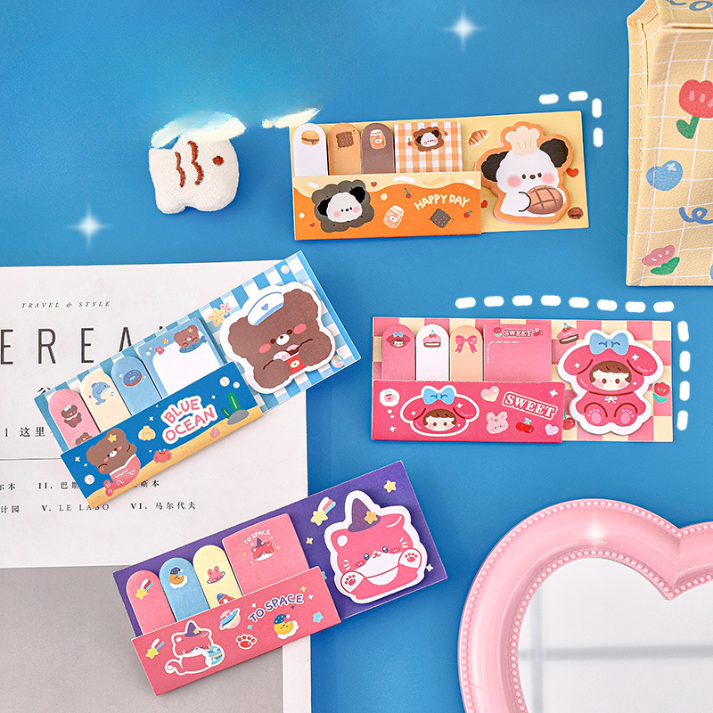ins cartoon cute pet combination notes, student creative index sticker high-value message N times sticky note book