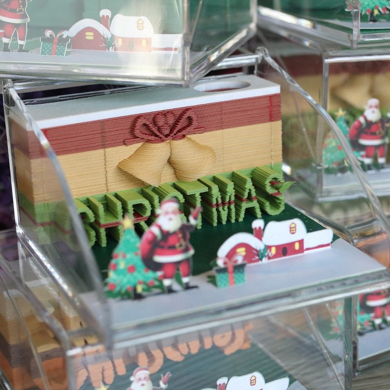 2023 Christmas Gift Creative 3d Memo Pad Note Paper Cube Customizable Weekly Calendar With Acrylic Pen Holder