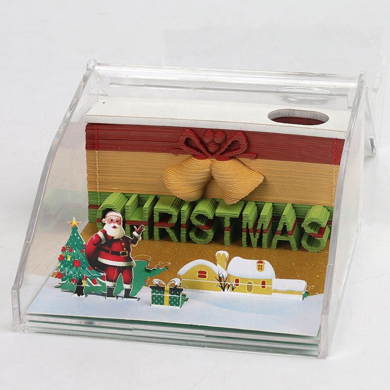 2023 Christmas Gift Creative 3d Memo Pad Note Paper Cube Customizable Weekly Calendar With Acrylic Pen Holder