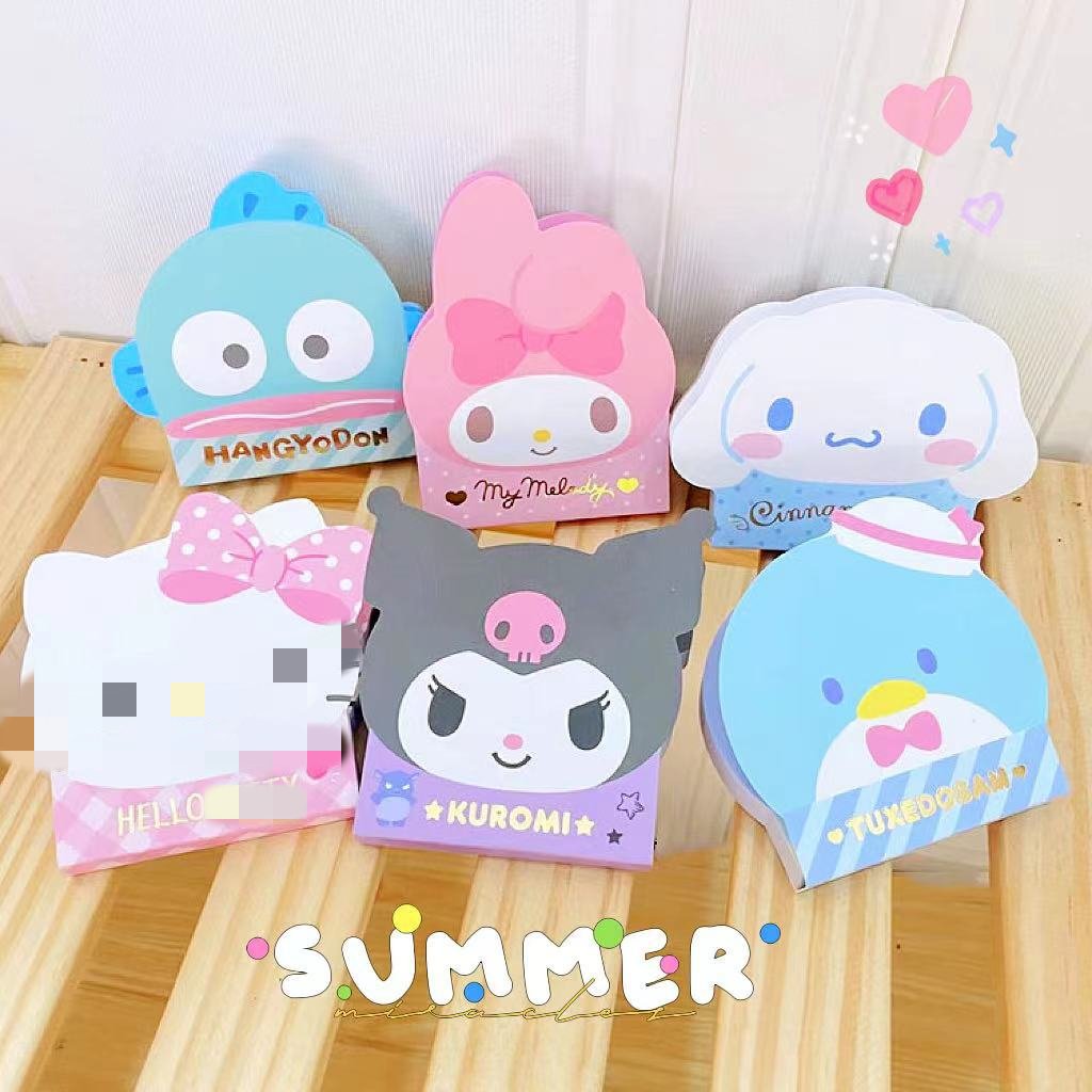 DHF763 Wholesale Cartoon portable memo notes kawaii cartoon Kuromi Melody memo pads cute notepad stationery