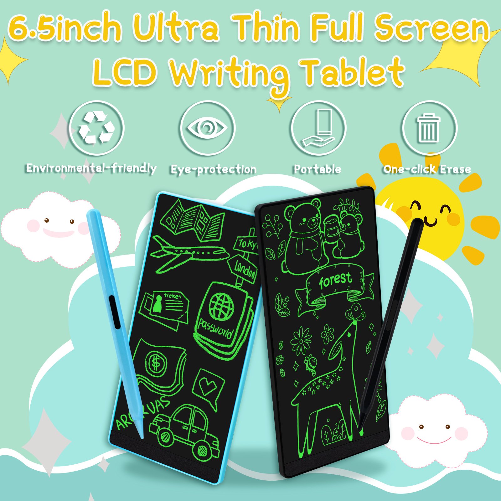 digital electronic drawing boards multi color screen 6.5 inch lcd writing tablet memo pad
