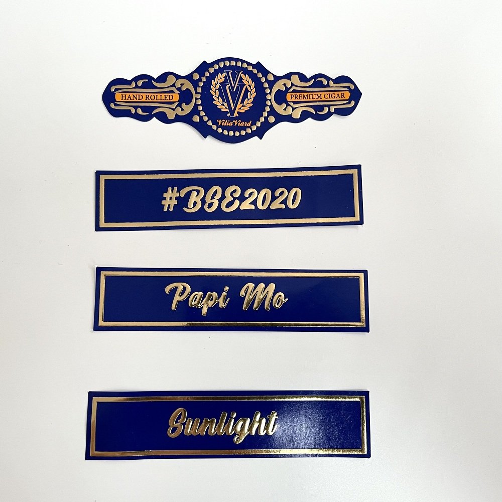 Minsda Cigar Band Label Custom Embossed Gold Stamping Cigar Label Die Cut Cigar Label