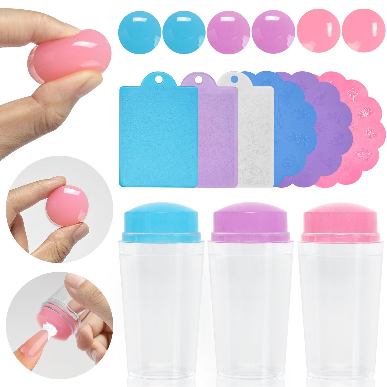 BQAN 2024 New Double Head Nail Clear Silicone Seal Uv Gel Transfer Template Transparent Stamps Nail Art Stamper Set