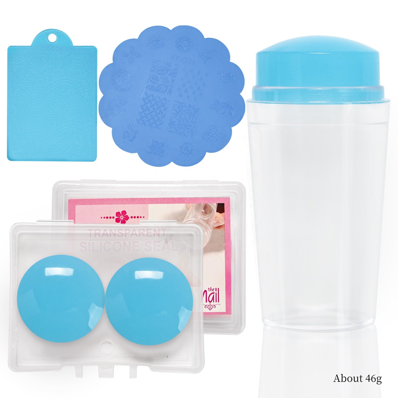 BQAN 2024 New Double Head Nail Clear Silicone Seal Uv Gel Transfer Template Transparent Stamps Nail Art Stamper Set