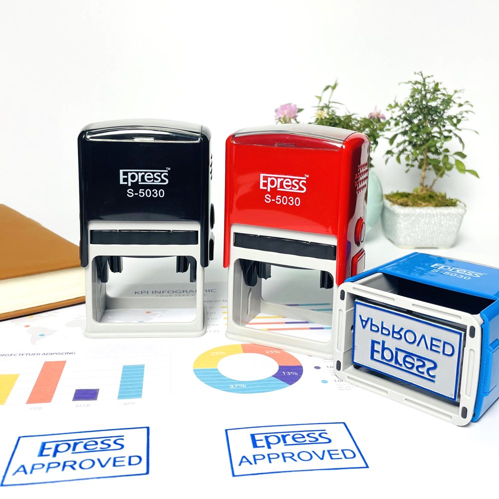 Custom Logo Stamps 50 * 30 mm Medium Size Rectangle Rubber Stamps Personal Office Logo Self Inking Stamp