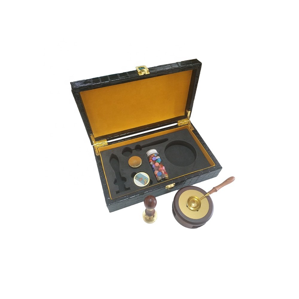 Elegant leather box sealing wax seal set for office and meeting invitation