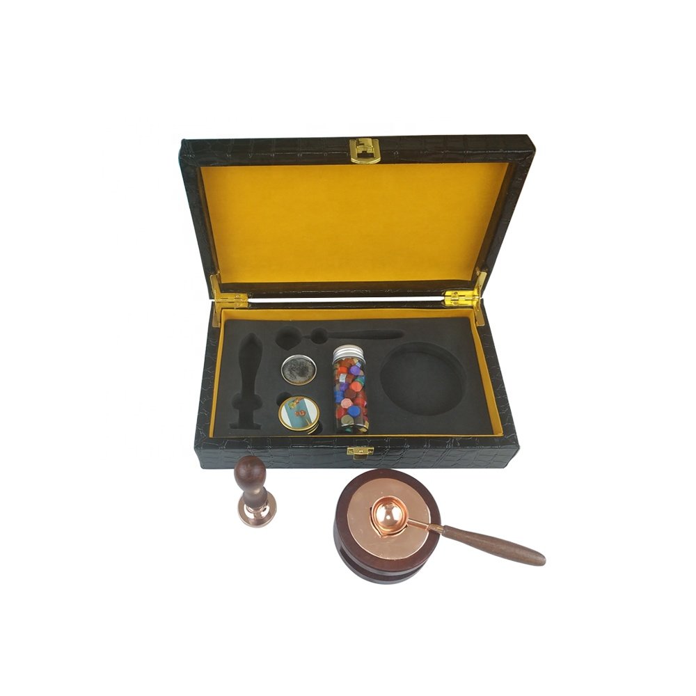 Elegant leather box sealing wax seal set for office and meeting invitation