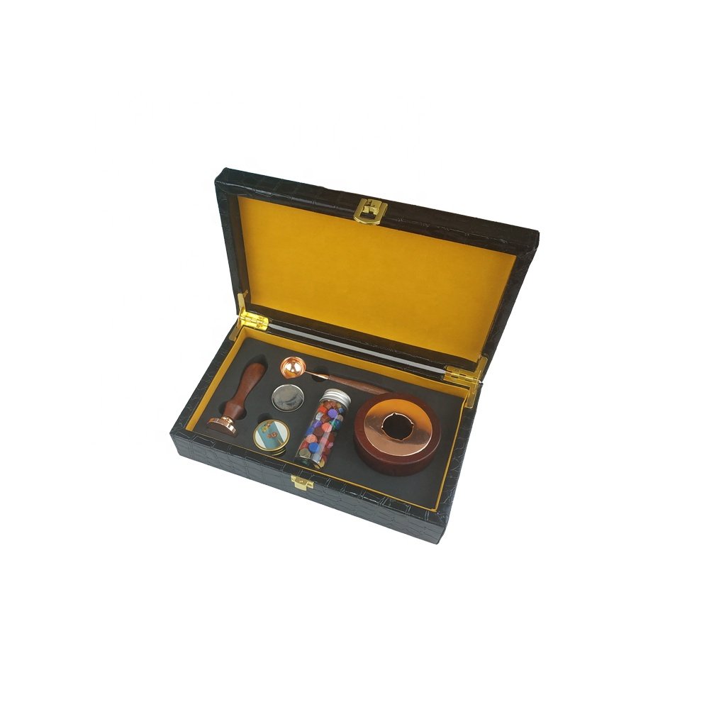 Elegant leather box sealing wax seal set for office and meeting invitation