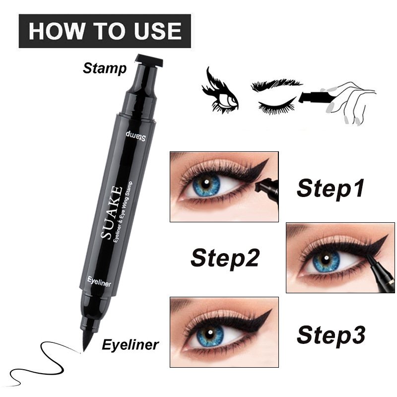 Eye Makeup Vegan Long Lasting Liquid Black Eyeliner Stamp Waterproof Winged Shape Eyeliner Pencil