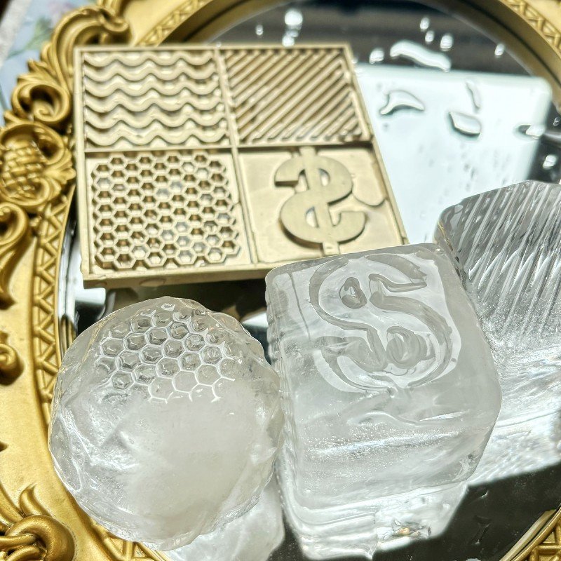 Ice Design Tray - simple wavy customized design - Personalized Brass Plate With Custom Stamp Bar Tools